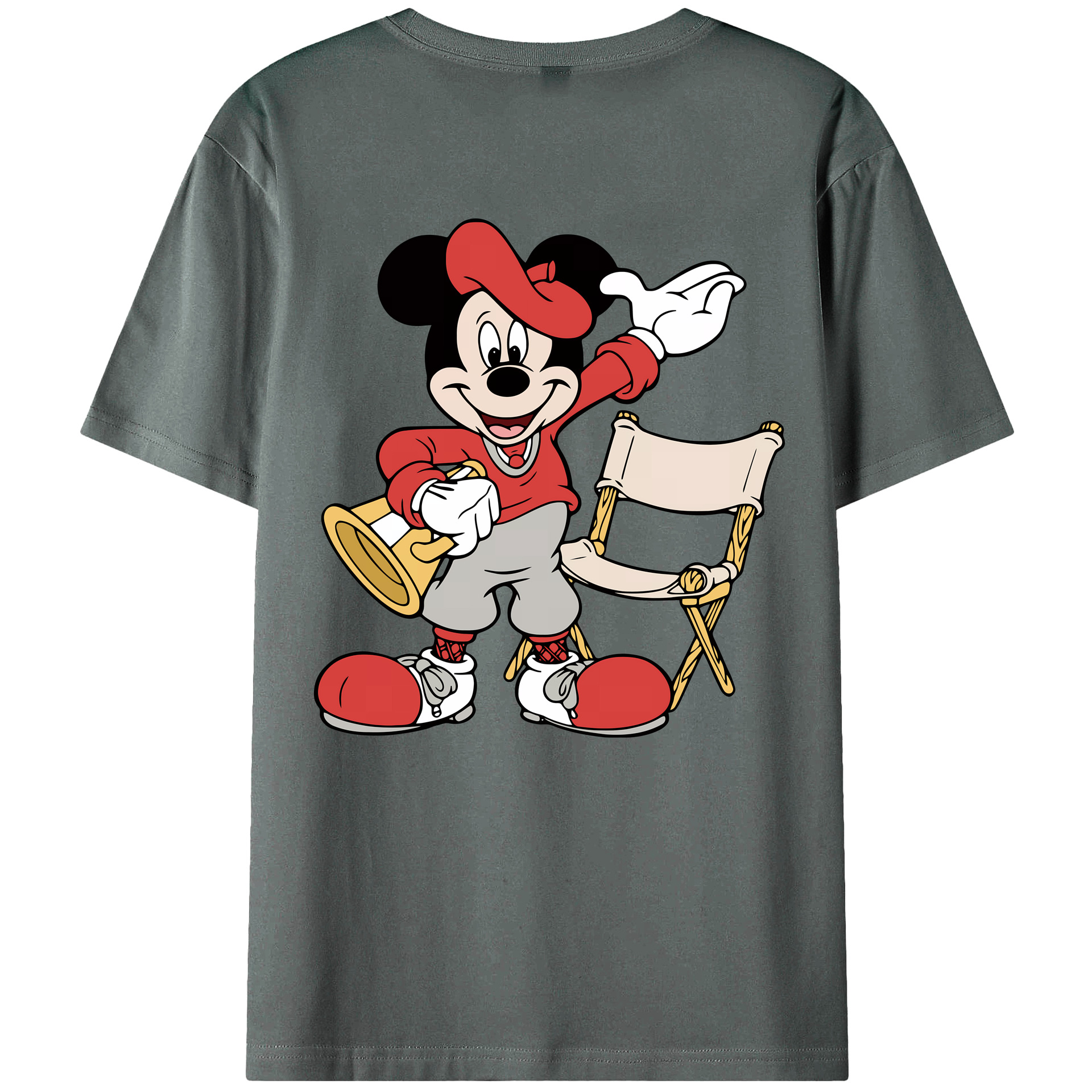 （画像用） ミッキーマウス Mickey Mouse 綿100％ メンズ半袖Tシャツ（バックプリント） 通気性